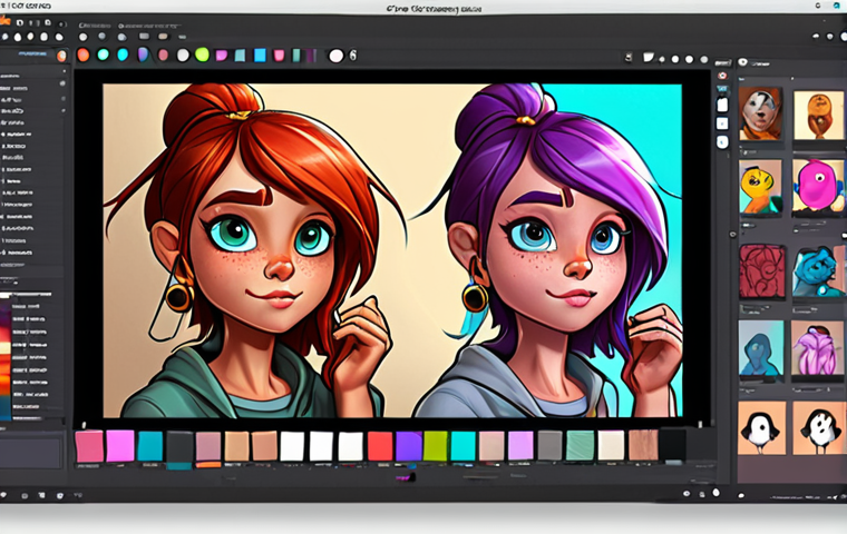 **
Prompt: "Cartoon character design workspace, Krita software open on a computer screen, digital art tablet, vibrant colors, character sketch in progress, inspiration board with character references, stylized, digital painting."
**