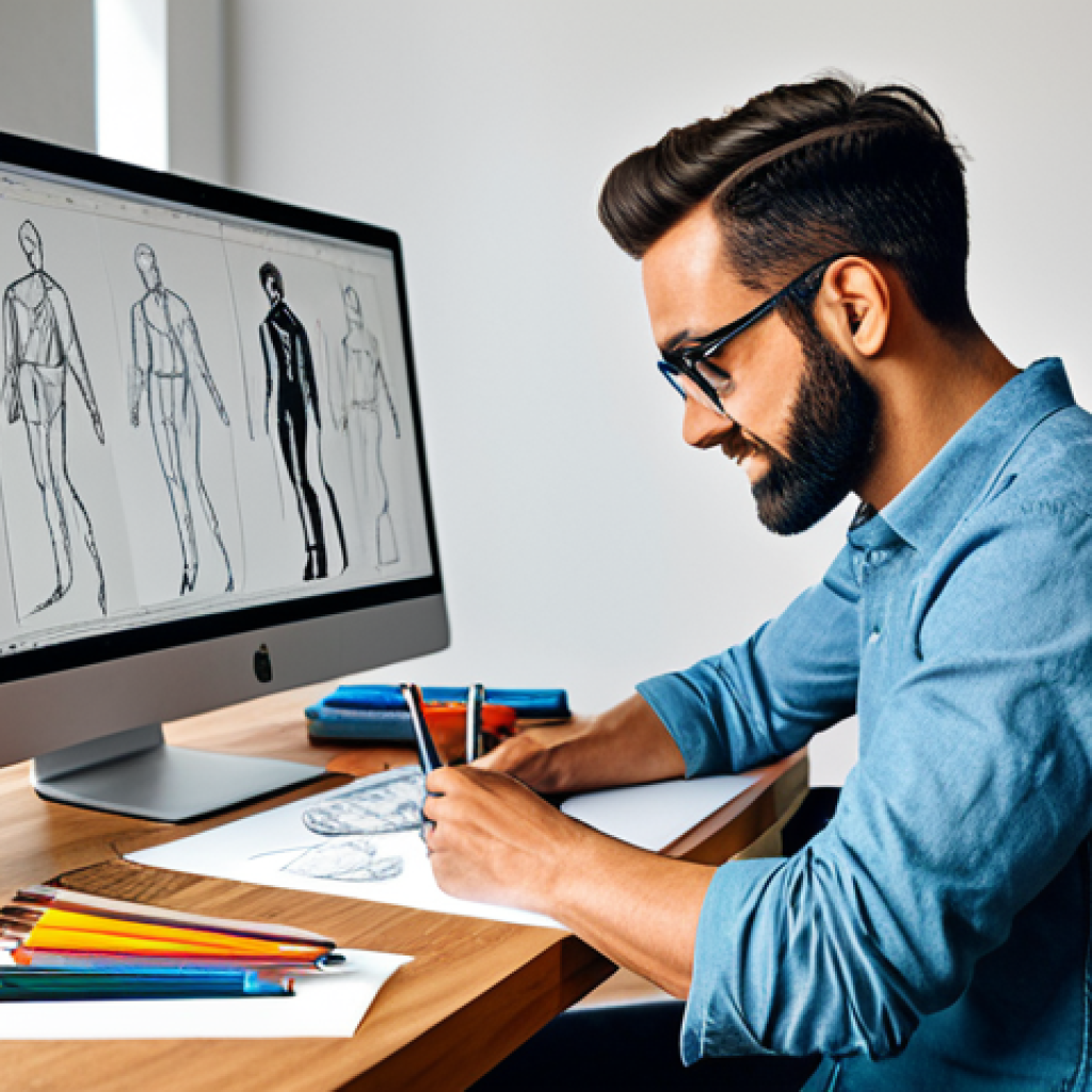 캐릭터디자인 자격증 필기 시험 준비 전략 - **Professional Character Designer at Work:** "A fully clothed, professional character designer with ...