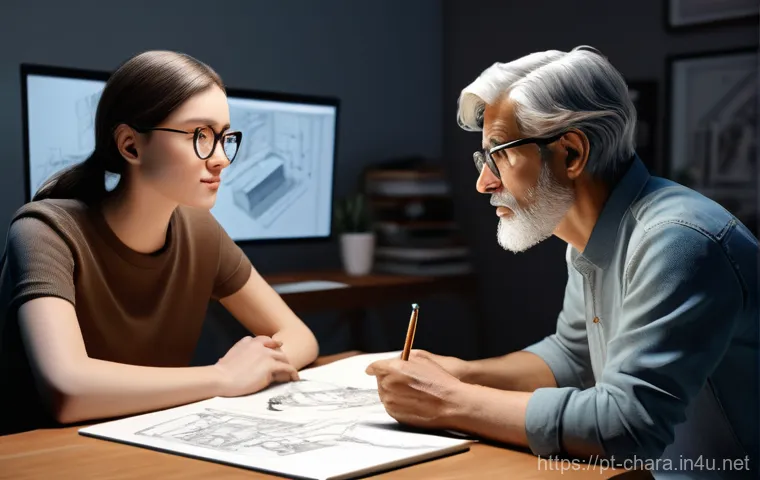 캐릭터디자이너로서 성공하는 네트워킹 방법 - **Prompt:** A dynamic, modern home studio or co-working space, brightly lit. The same young female c...