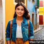 캐릭터디자인 직무에서의 창의성 증진 방법 - **Prompt:** A vibrant character illustration of a Portuguese urban explorer, a young woman with a ke...