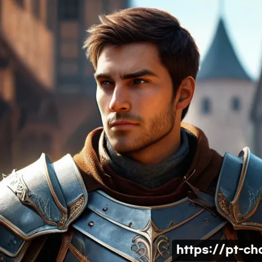 캐릭터디자인 자격증 필기 시험 준비 자료 - A detailed digital portrait of a young adult male character designed for a fantasy video game, weari...