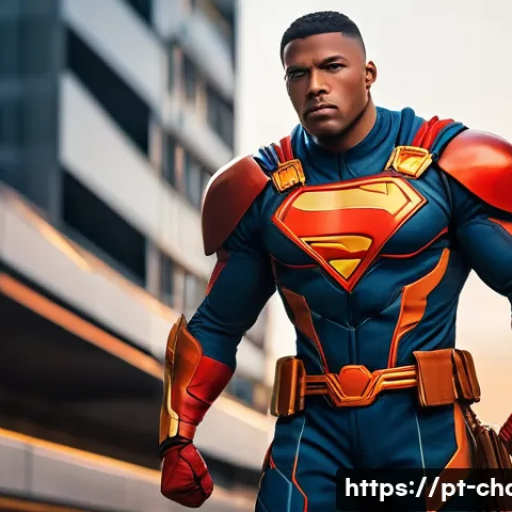 캐릭터디자인 학습에 필요한 필수 도구 - A dynamic character design featuring a confident young hero with an athletic build, detailed muscle ...