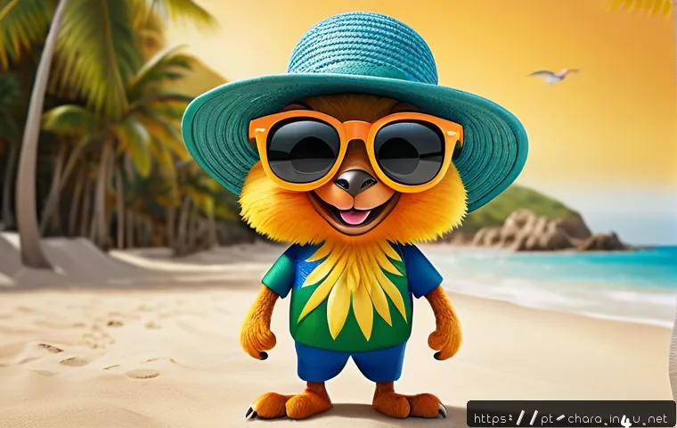 캐릭터디자인으로 브랜드 아이덴티티 구축 - A vibrant, friendly animal mascot character designed for a Brazilian summer campaign, wearing colorf...